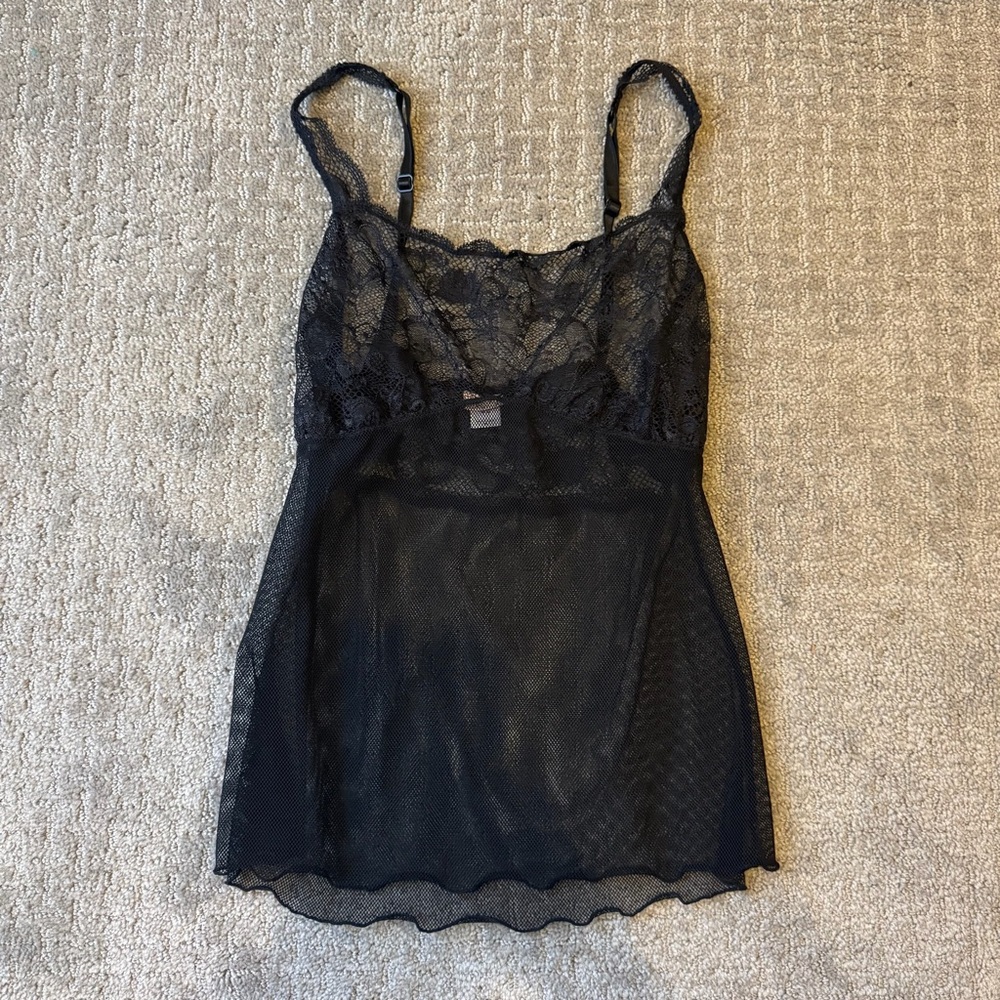 Jezebel Black Lace & Mesh Slip Chemise